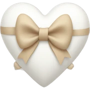 white heart with beige bow sticker