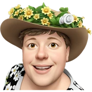 smiling boy in flower hat sticker