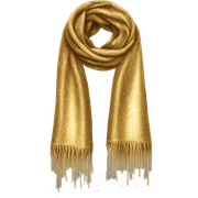 Realistic glitter gold winter scarf isolated.  sticker