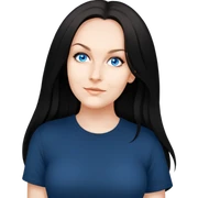 female, wearing black tshirt, long black hair sticker