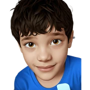 smiling boy in blue shirt sticker