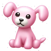Pastel Pink Balloon Animal "A pastel pink balloon animal shaped like a dog, glowing softly with a shimmery finish and surrounded by tiny floating sparkles." sticker