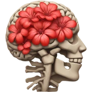 anatomical brain with flowers red sticker