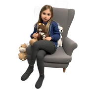 girl sitting with stuffed toy sticker