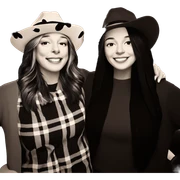 smiling girls in monochrome hats sticker
