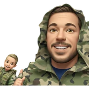 military boy smiling in camouflage sticker