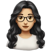 Medium long hair, black hair, glasses，Maiden, lovely. sticker