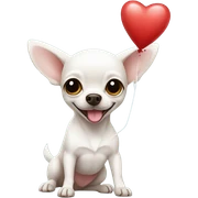 White chihuahua with a heart balloon sticker