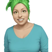 smiling girl with green hair sticker
