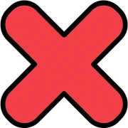 red X icon with soft edges and subtle shadow, transparent background sticker
