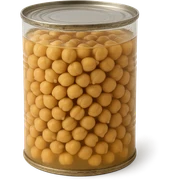 Realistic style jar of canned chickpeas, natural details, no background. sticker