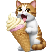 Cat eating ice cream sticker