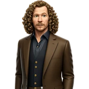 dapper man with curly hair sticker