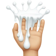 milk dripping directly off palm of hand with 5 fingers sticker