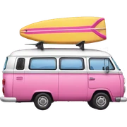 Pink van with a surf board sticker
