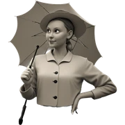 monochrome girl with umbrella sticker