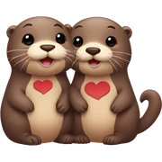 otter couple love with heart sticker