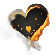 black heart in fire sticker