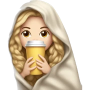 White girl inside a blanket sipping coffee eyes closed sticker