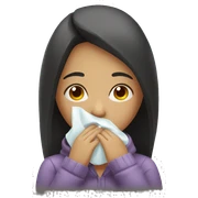 Girl being sick with stuffed nose sticker