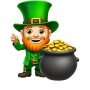 Leprechaun guarding pot of gold at end of the rainbow sticker