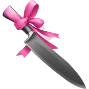 A knife with a pink bow sticker