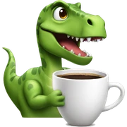 dinosaur drinks coffee sticker