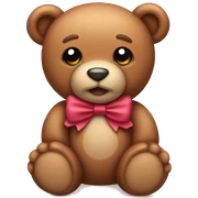 Teddy bear wearing a bow sticker