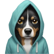 Dog wearing a hoodie sticker