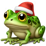 Frog with a yellow Santa hat sticker
