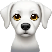 white dog black ears and one black eye sticker