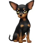 Mini pincher black with brune girl , long hair and green eyes  sticker