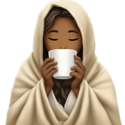 girl inside a blanket sipping coffee eyes closed sticker