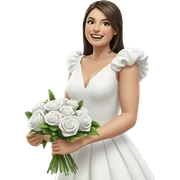smiling girl in white dress sticker