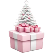 Light pink Christmas gifts under a white Christmas tree  sticker