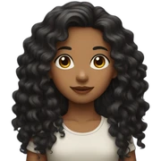 girl with long dark curly hair sticker