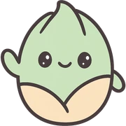 a pistachio character waving, kawaii style, round body, pastel palette, happy expression sticker