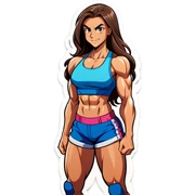 Super muscular teenage girl with sixpack and long hair sticker