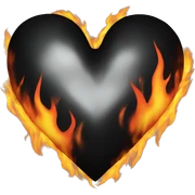 Black heart on fire sticker