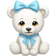 White teddy bear with a light blue bow  sticker