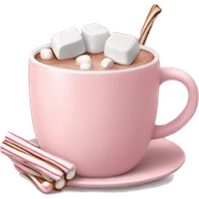 Light Pink mug of hot chocolate with marshmallows  sticker