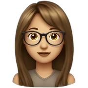 Girl with brown long hair, courtain bangs and clear glasses  sticker