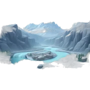 An icy blue river with high Rocky Mountains  sticker