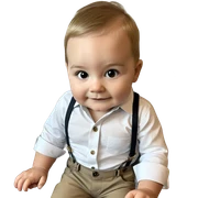 young boy in suspenders sticker