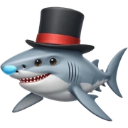Shark with a top hat sticker