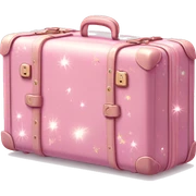 Pastel Pink Suitcase "A pastel pink suitcase with glowing edges, glittery details, and a magical trail of sparkles floating around it." sticker