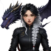 girl with dragon and lightning sticker