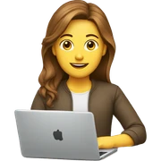white person with brown hair in front of laptop on desk sticker