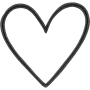 minimalist hand drawn black outline of a heart with a slightly uneven, organic shape, white clean background sticker