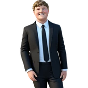 smiling boy in formal attire sticker